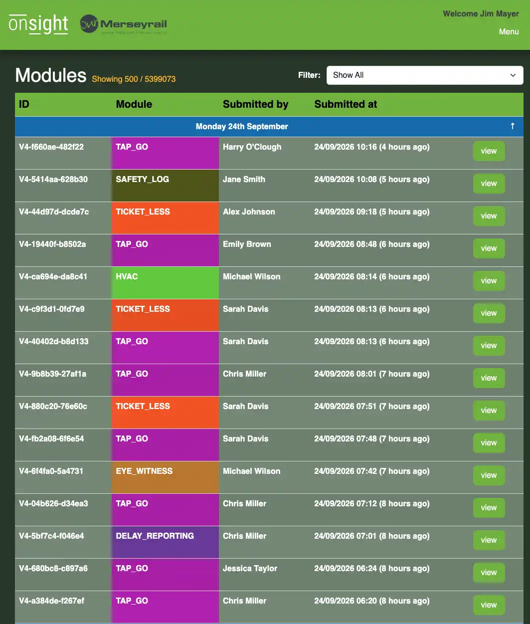OnSight admin screen
