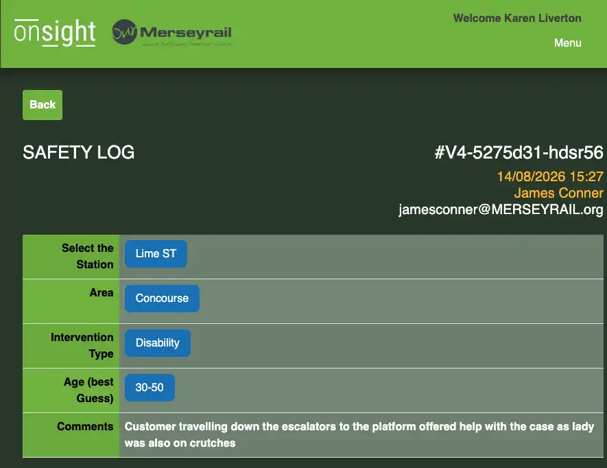 OnSight admin screen