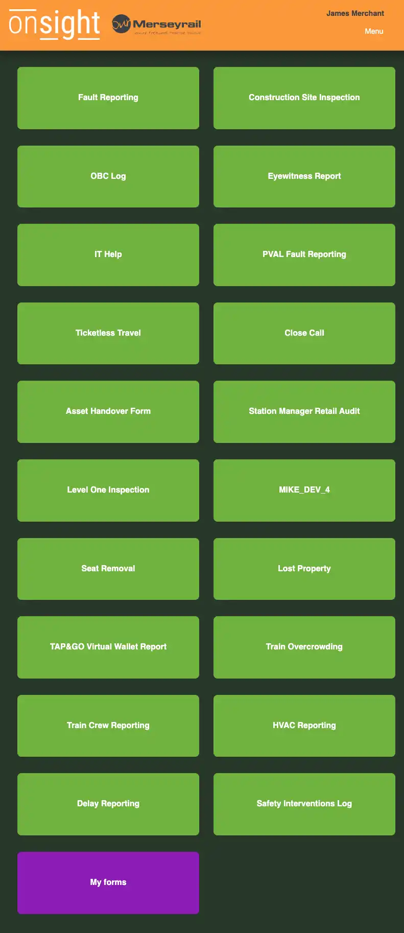 OnSight app screen