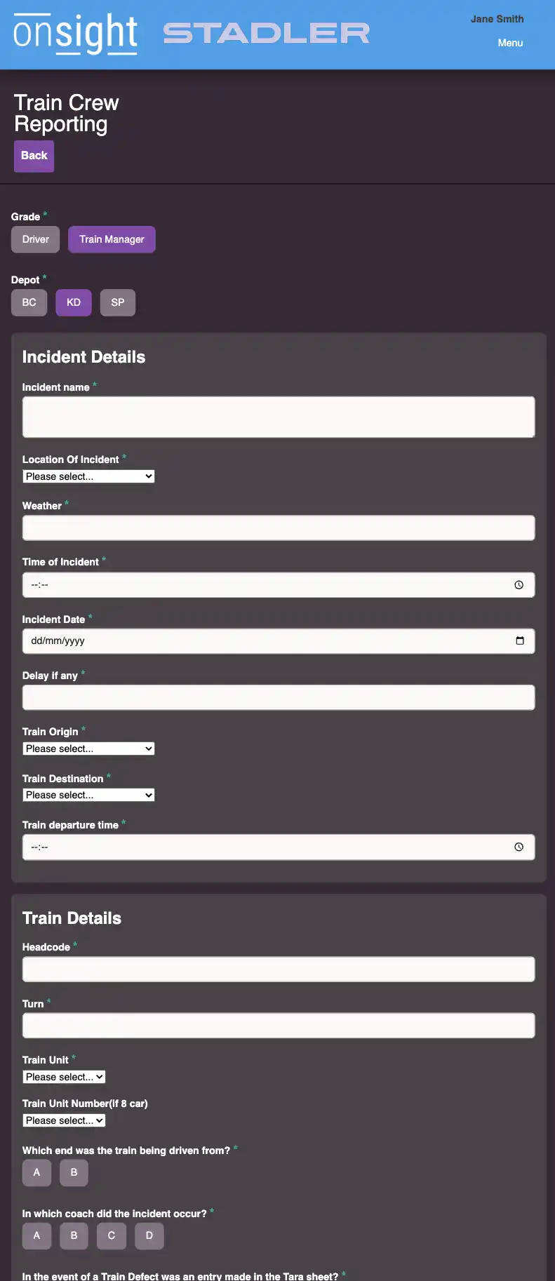 OnSight app screen